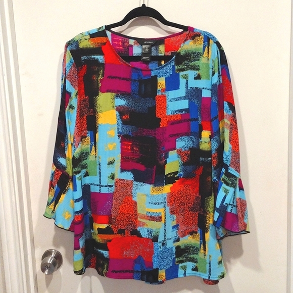 Ali Miles Multicolor Abstract Print Pullover Tunic Top S-Art to Wear Colorful - Picture 1 of 7